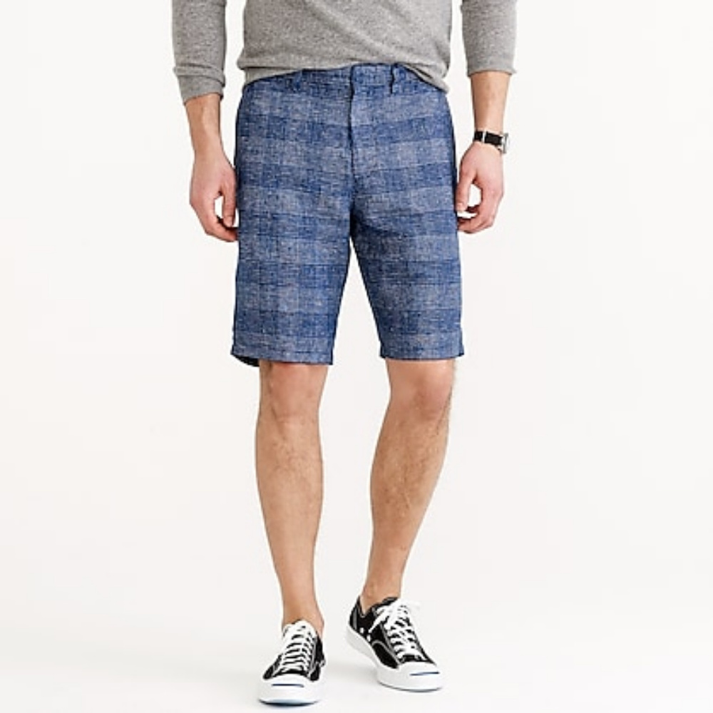 J crew Club Shorts in Checkered Linen